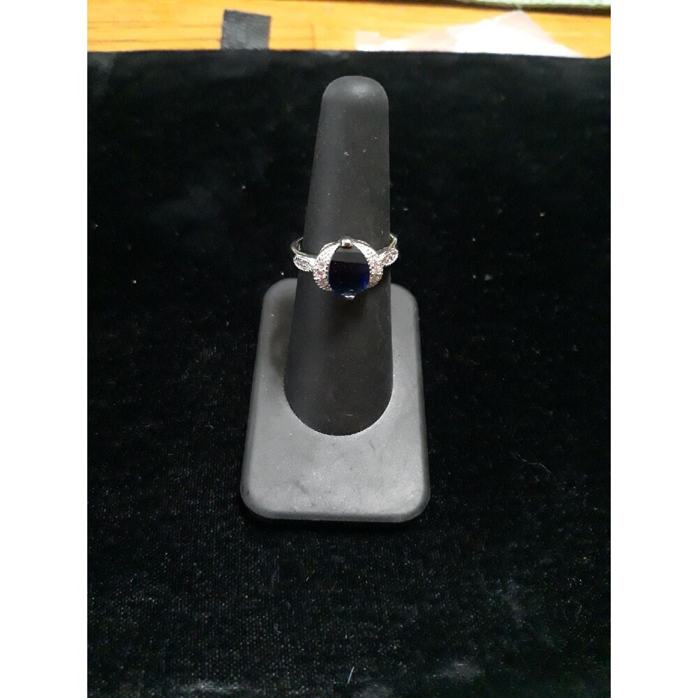 Sterling Silver blue sapphire cz ring 7